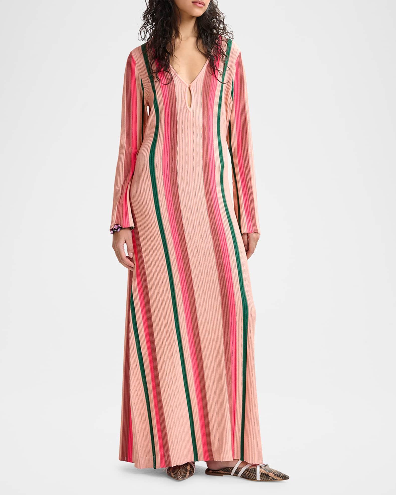 Hiscape Striped Knit Maxi Dress Product Image