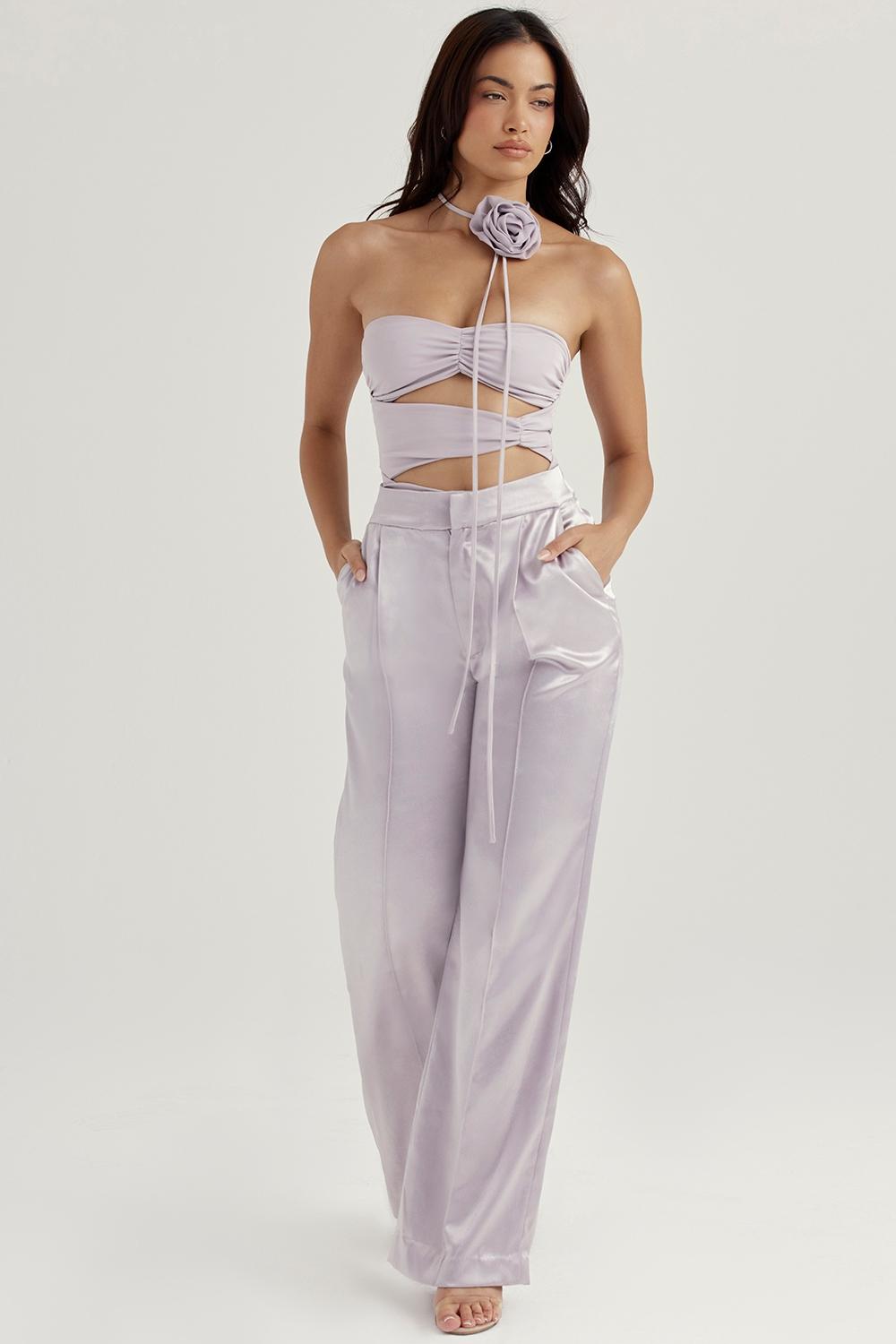 Alivia  grey satin trousers - sale Product Image