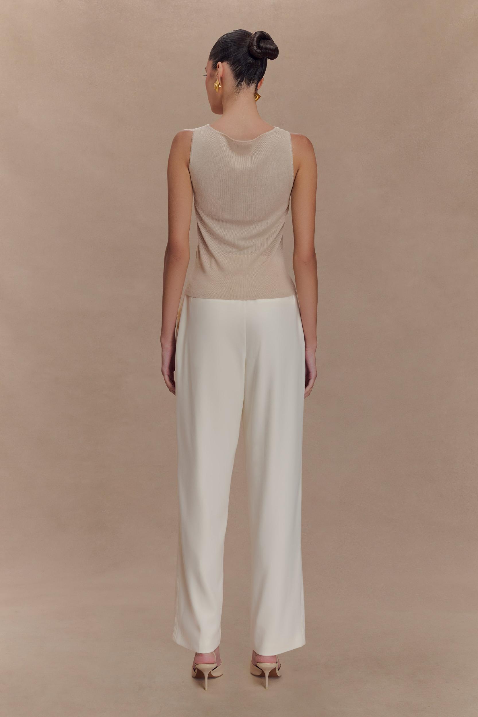 Brenda Draped Front Knit Top - Stone Product Image
