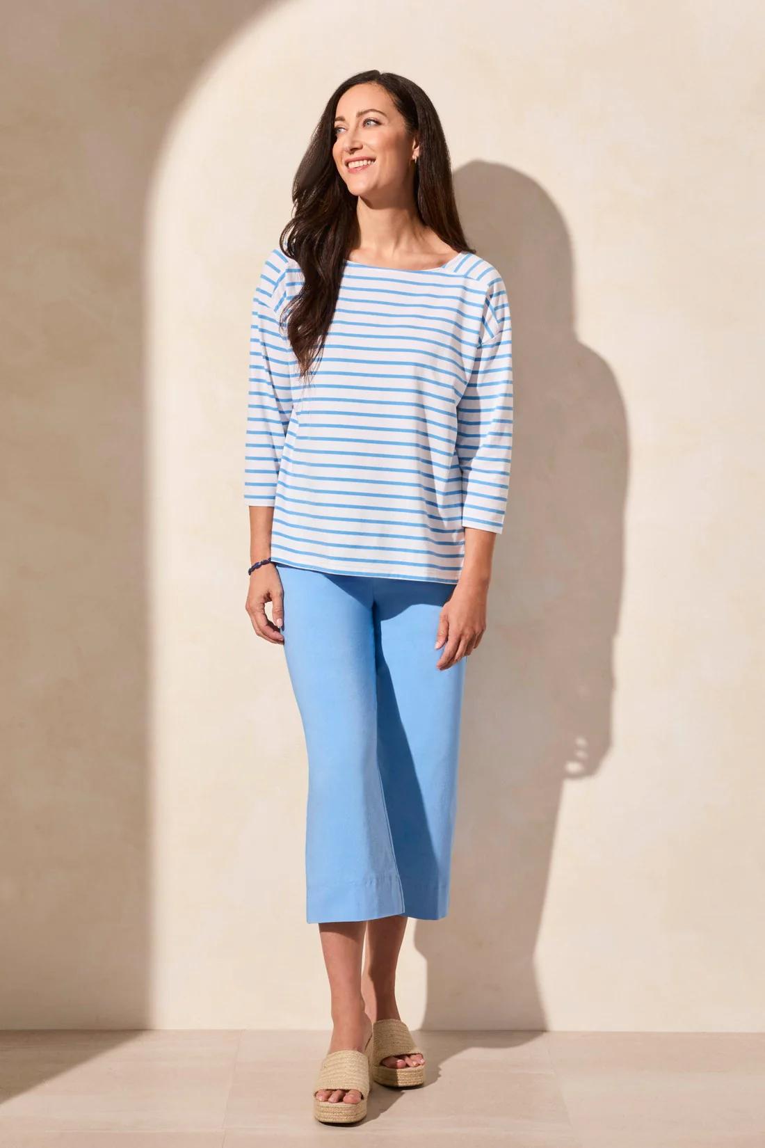 Stripe Jersey Boat Neck Top Product Image