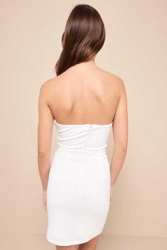 Happy Bow Lucky White Cutout Bow Strapless Mini Dress Product Image