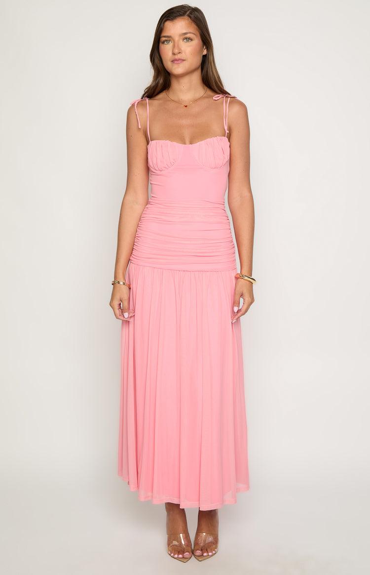 Clare Pink Ruched Maxi Dress Baby Product Image