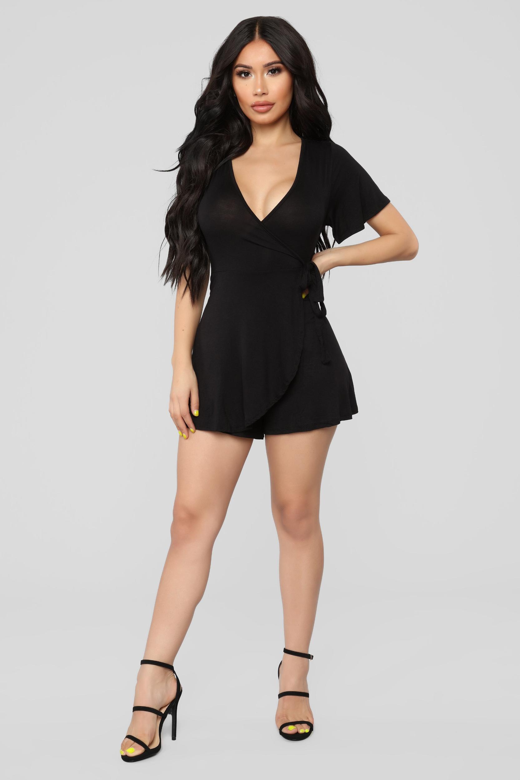 Rhonda Wrap Romper - Black Product Image
