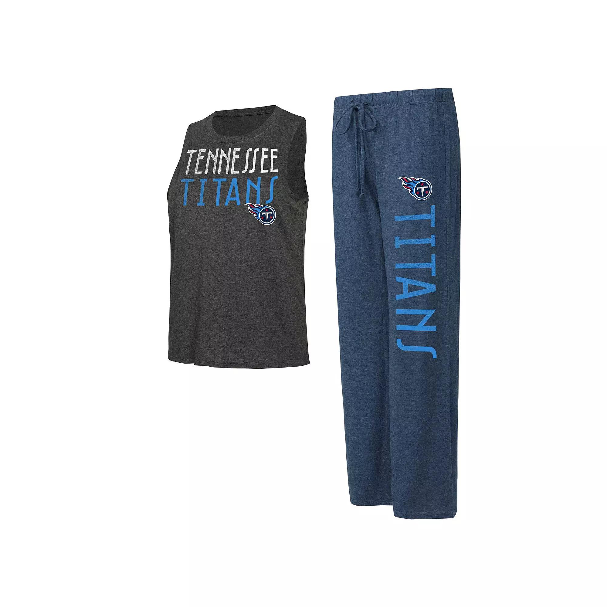 Women's Concepts Sport Navy/Charcoal Tennessee Titans Muscle Tank Top & Pants Lounge Set,  Product Image