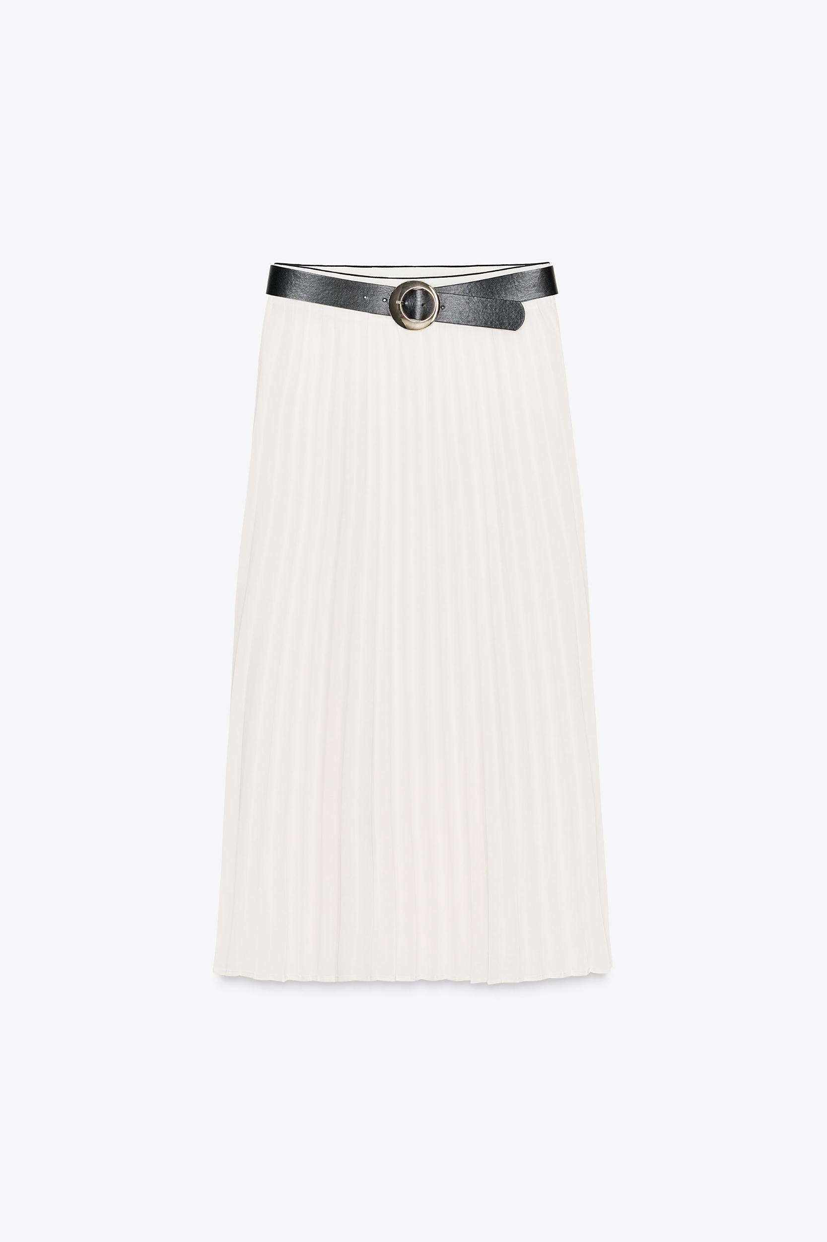 BELTED PLEATED MIDI SKIRT Product Image