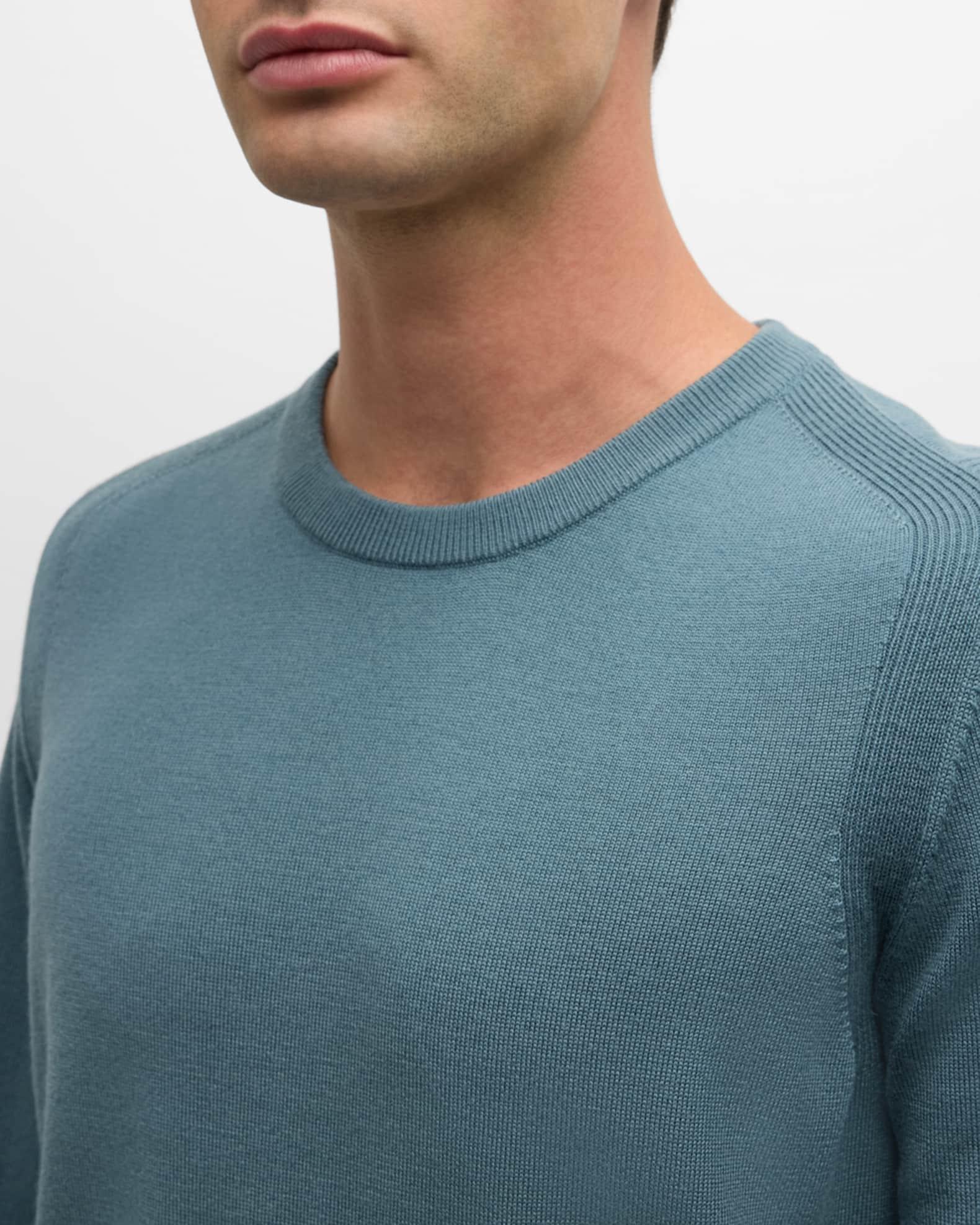 Men's Saddle-Shoulder Merino Wool Knit Sweater Product Image