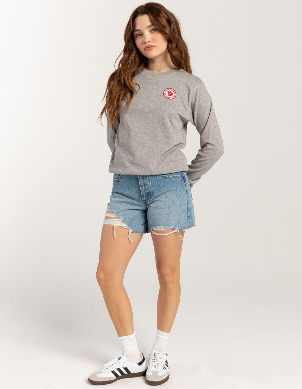 FJALLRAVEN 1960 Logo Badge Womens Crewneck Sweater - GRAY Product Image