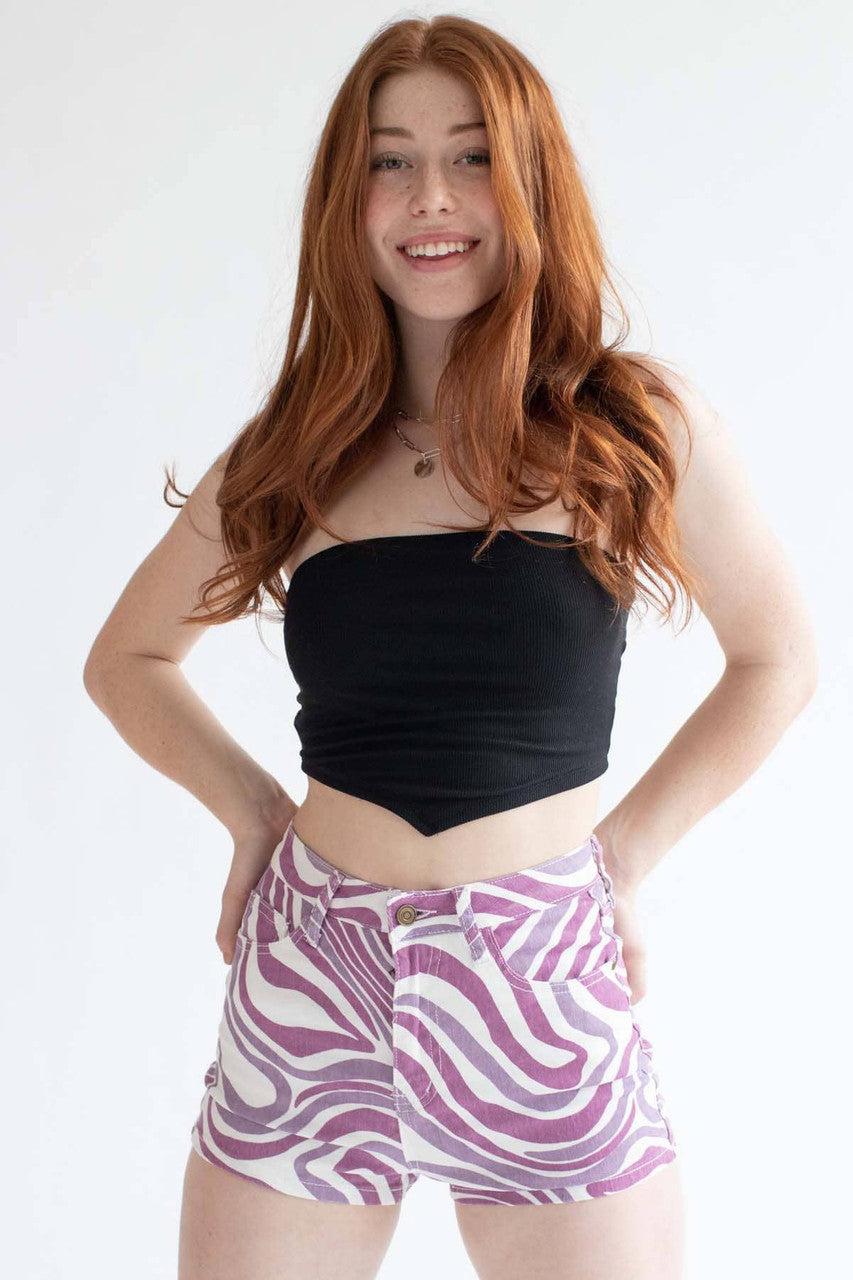 Black Handkerchief Hem Tube Top Product Image