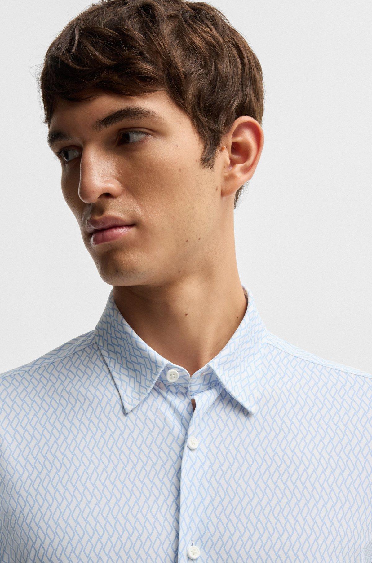 Slim-fit shirt in printed performance-stretch jersey Product Image