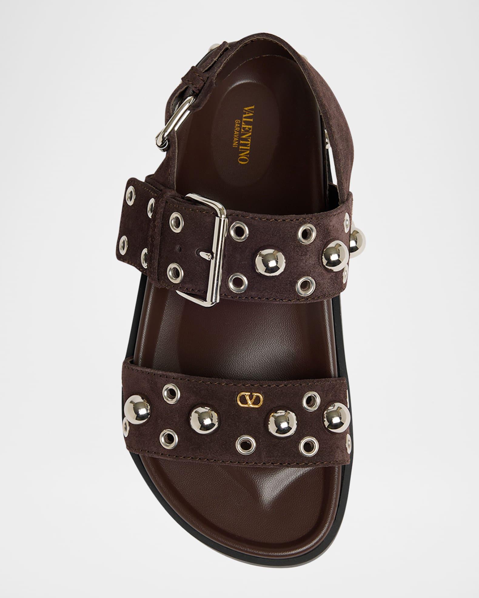 Nellcote Studded Ankle-Strap Suede Sandals Product Image