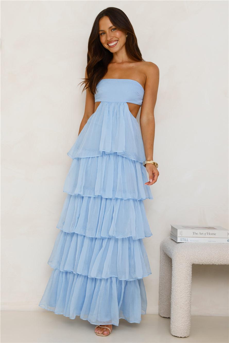 Luxe Mode Strapless Maxi Dress Blue Product Image
