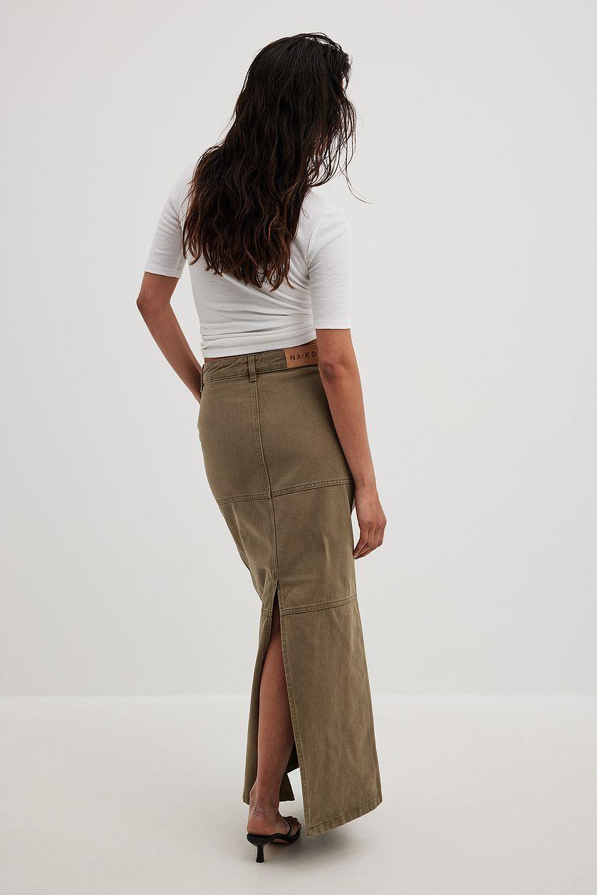 Denim Slit Maxi Skirt Product Image