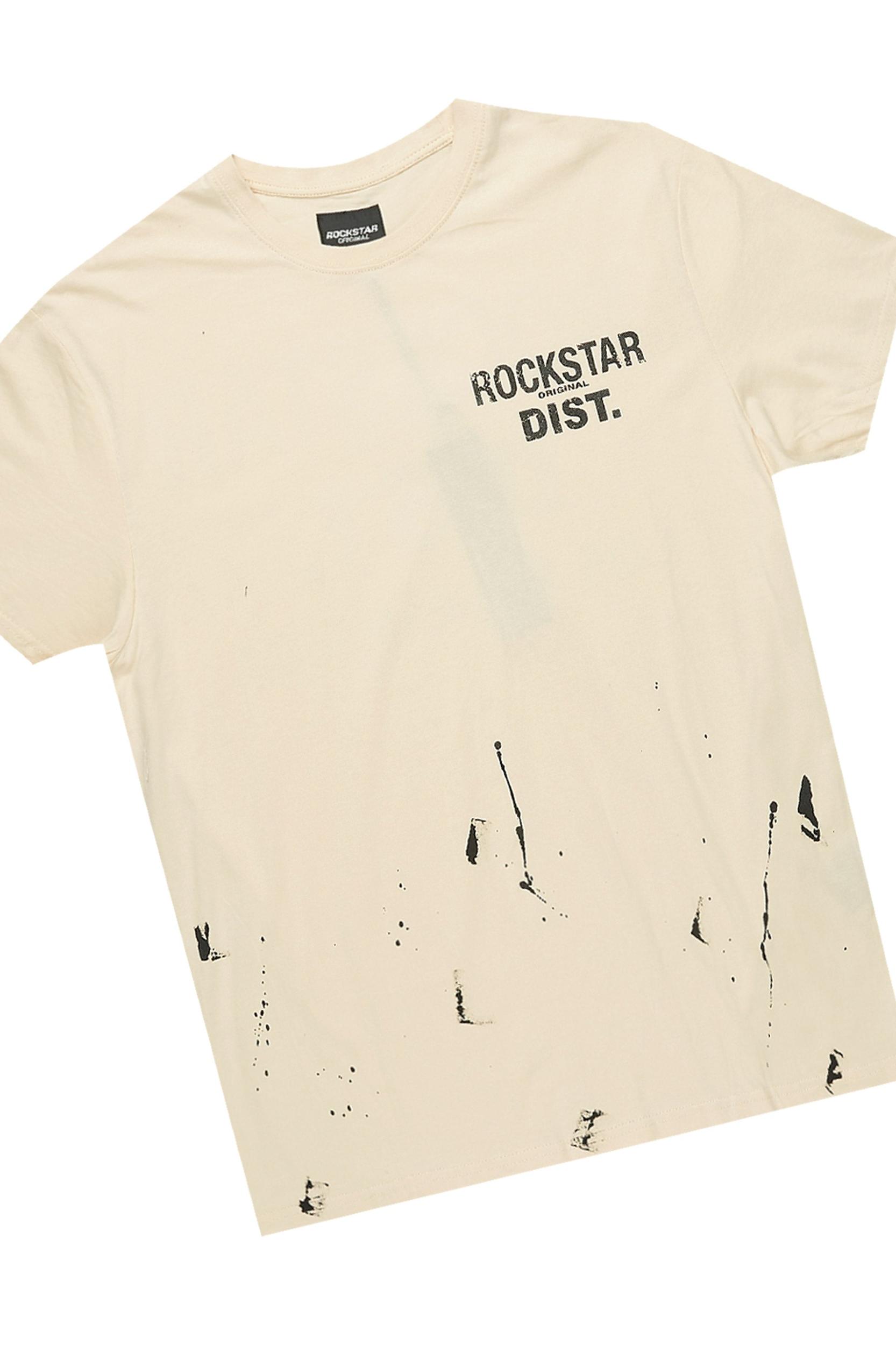 Raffer Beige/Black T-Shirt Cargo Shorts Set Male Product Image