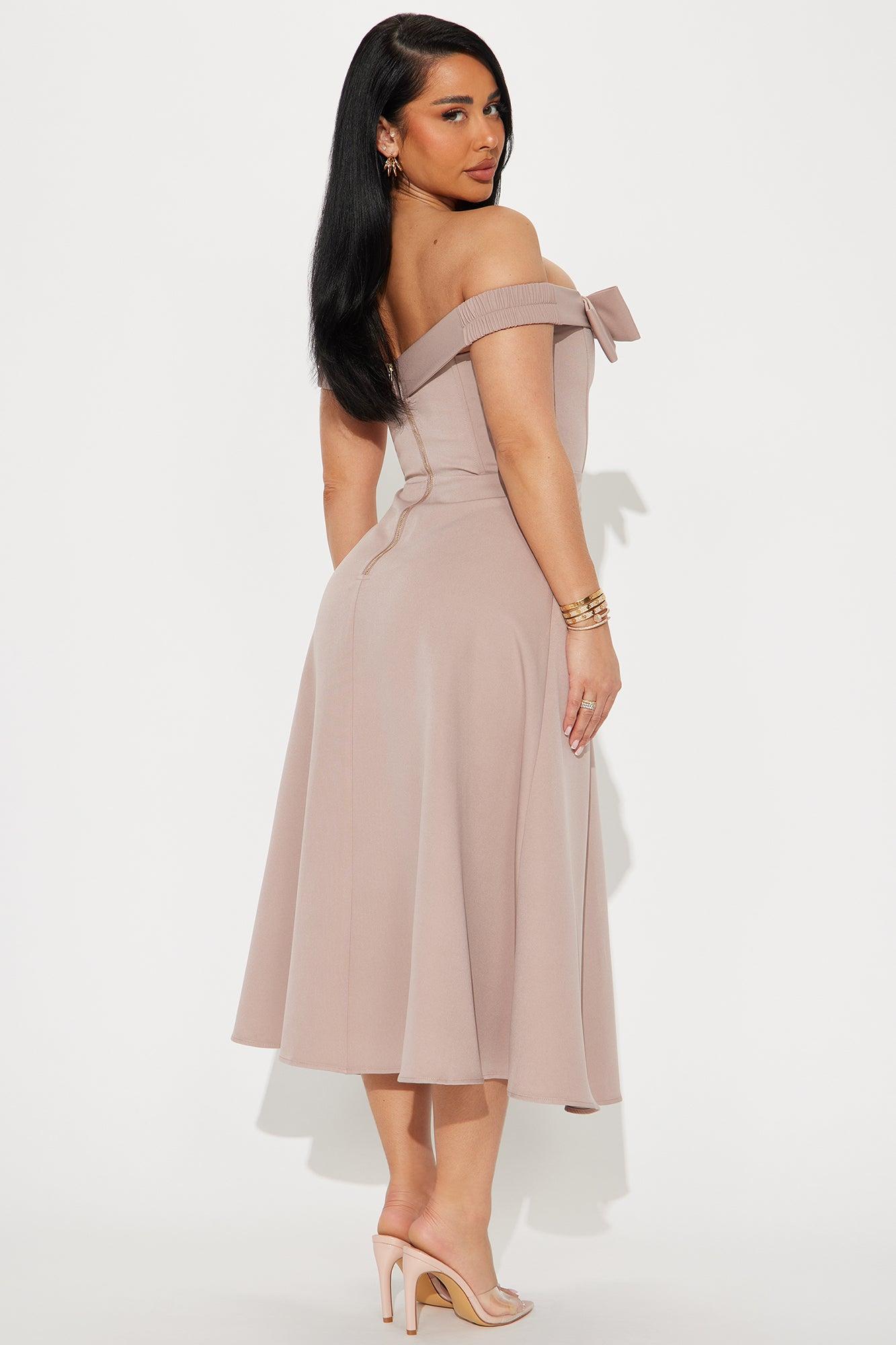 Melinda Off Shoulder Midi Dress - Mocha Product Image