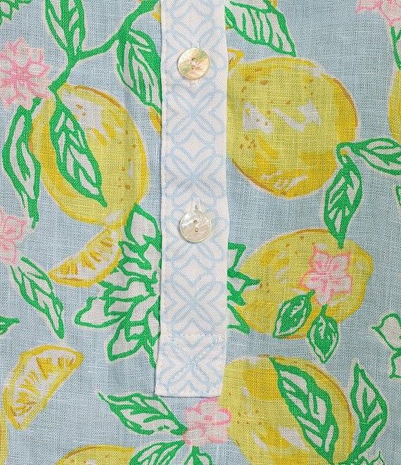 Lilly Pulitzer Riverlyn Seacoast Linen Make Lemonade Fruit Print Point Collar Long Sleeve Tunic Product Image