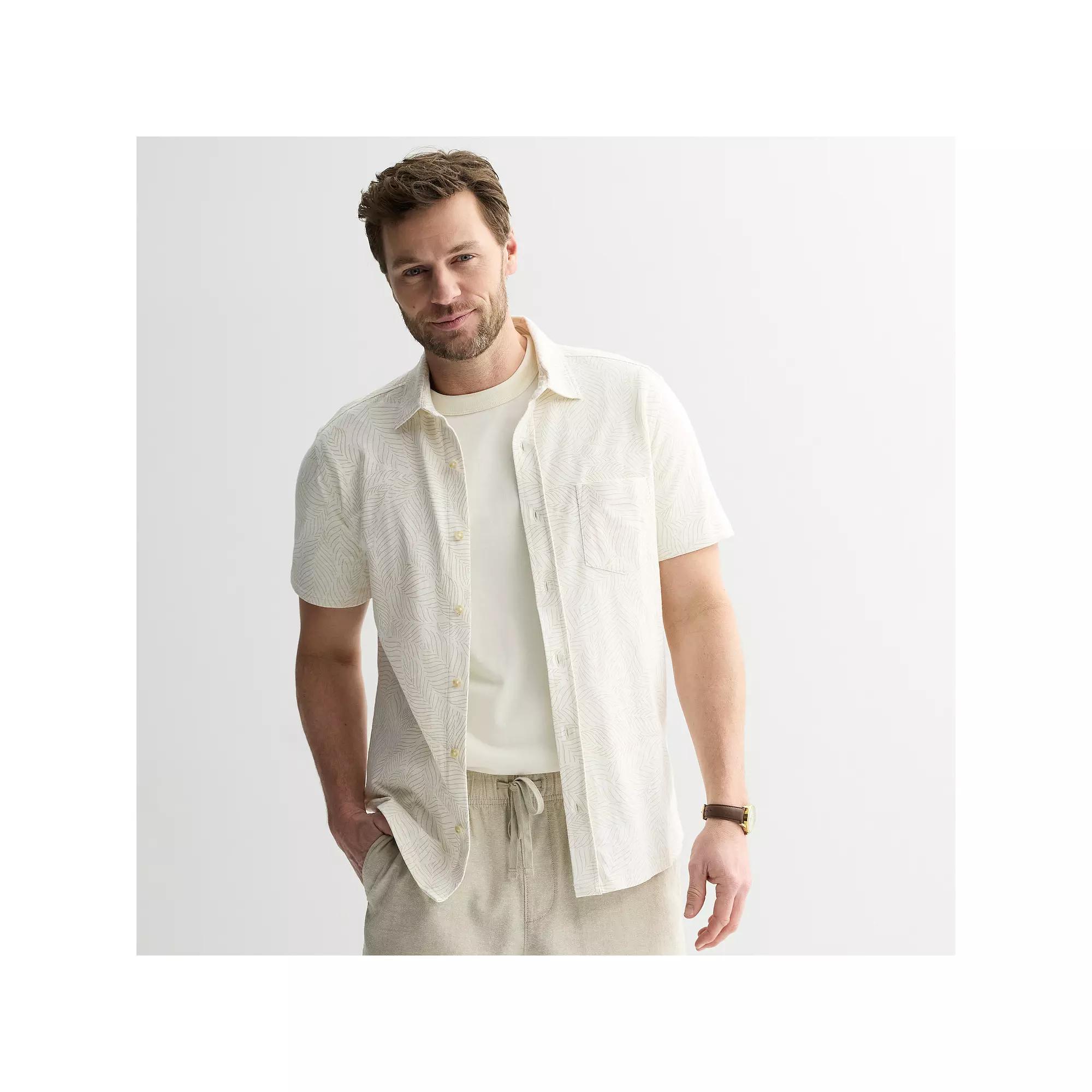 Men's Sonoma Goods For Life® Knit Short Sleeve Button Down Shirt,  Product Image