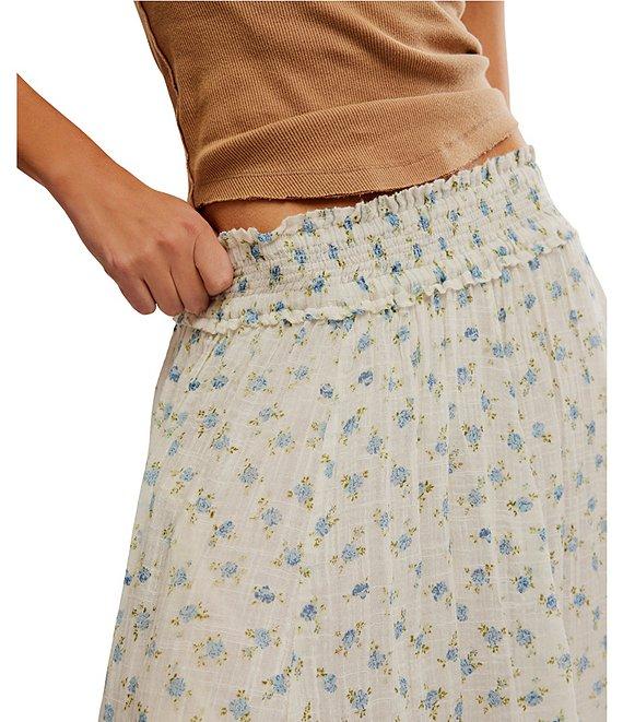 Free People Brynn Printed Mid Rise Tiered Ruffle Maxi Skirt Product Image