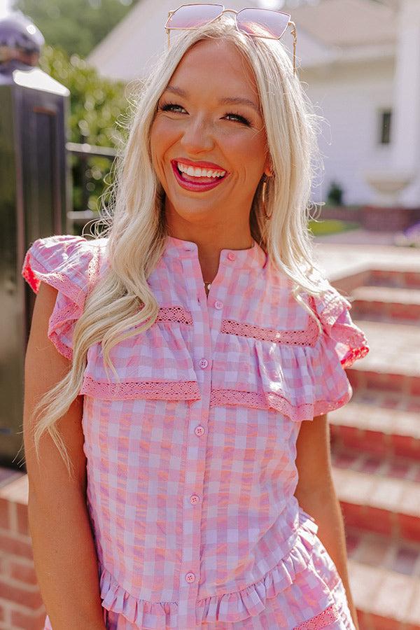 Downright Delightful Gingham Top in Pink Product Image