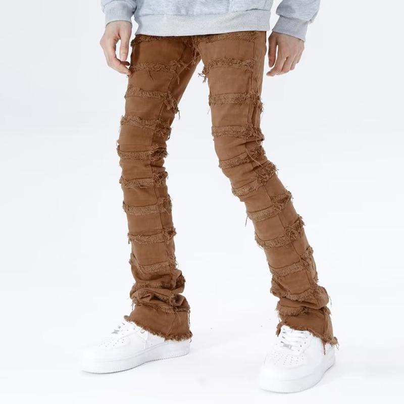 Sopula Men's Eroded Ripped Raw Edge Vintage Slim Fit Jeans Product Image