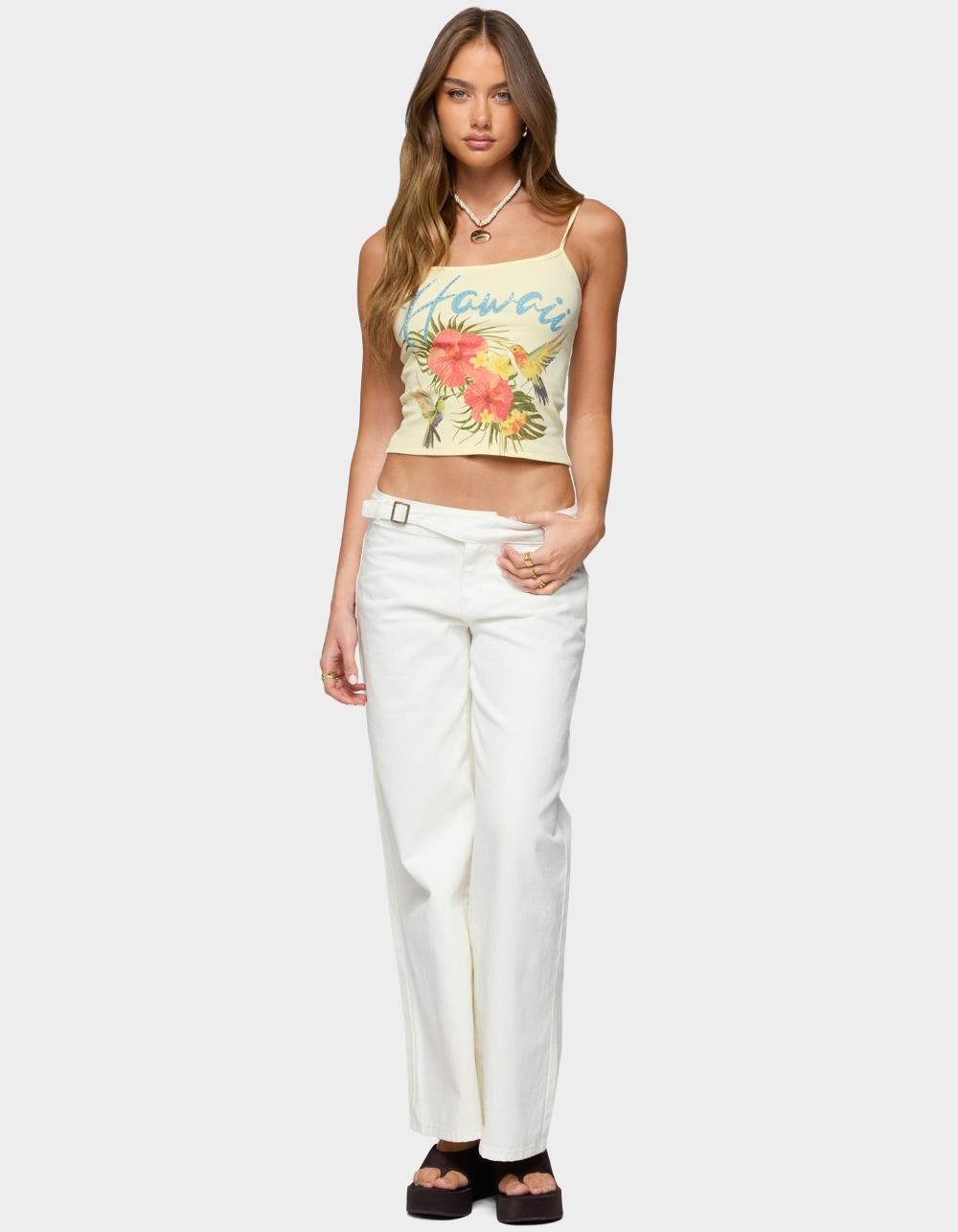 EDIKTED Hawaii Babe Tank Top - YELLOW Product Image