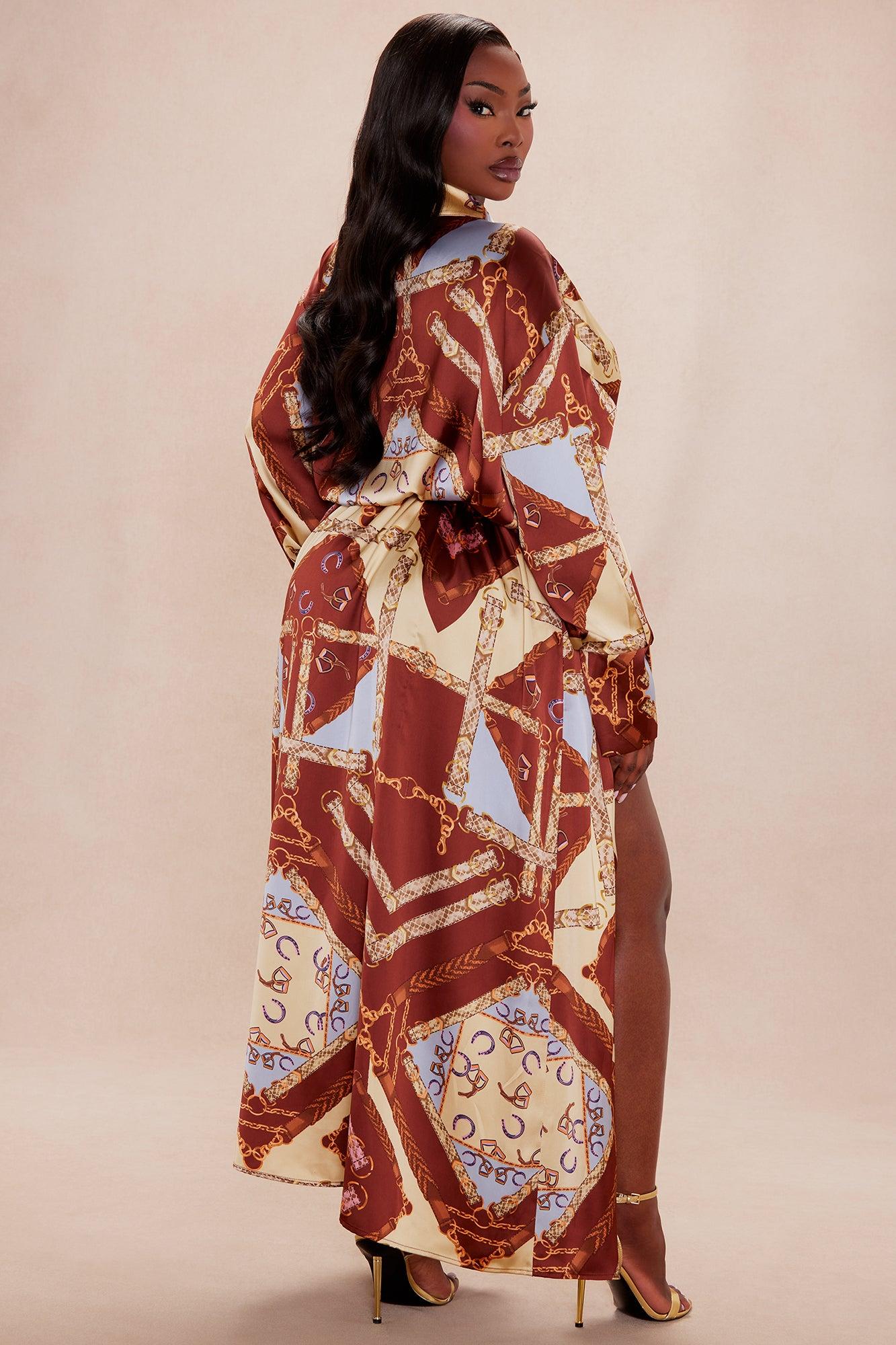 Paula Satin Maxi Dress - Brown/combo Female Product Image