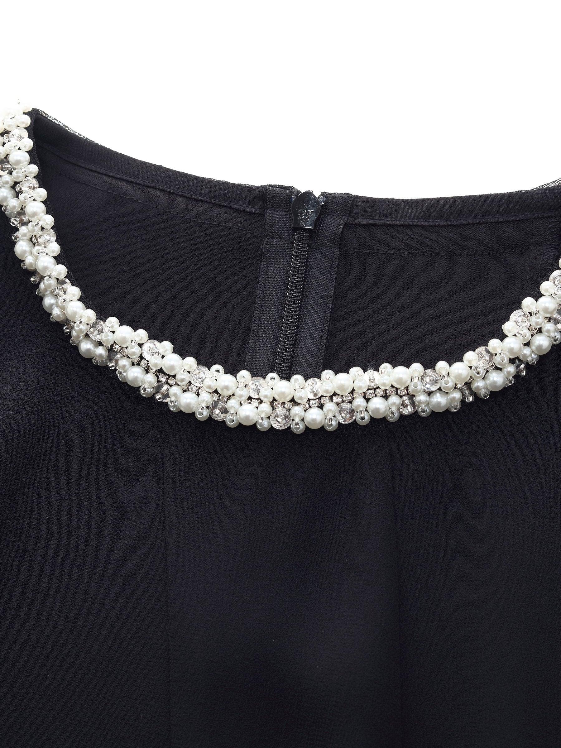 Triacetate Blend Beaded Neck Women Mini Dress Product Image