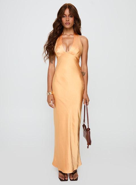 Good For You Halter Maxi Dress Orange Product Image
