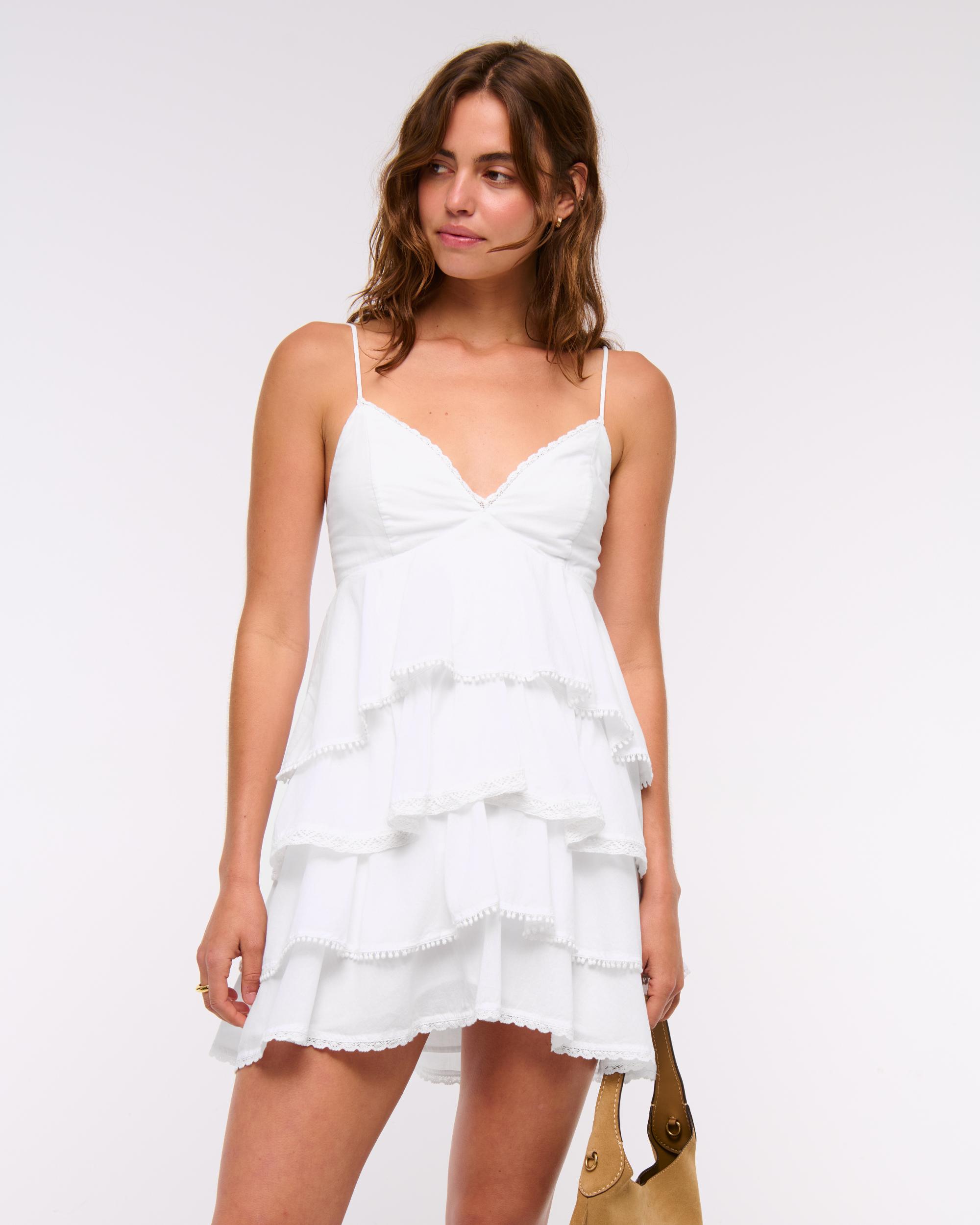 V-Neck Ruffle Tiered Mini Dress Product Image
