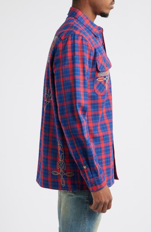 Mens Embroidered Flannel Sport Shirt Product Image