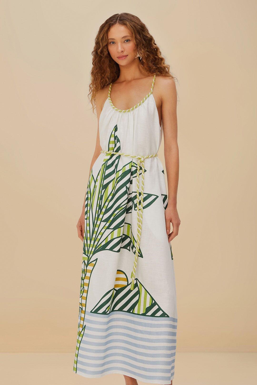 Off-White Banana Tree Euroflax™ Premium Linen Maxi Dress Product Image