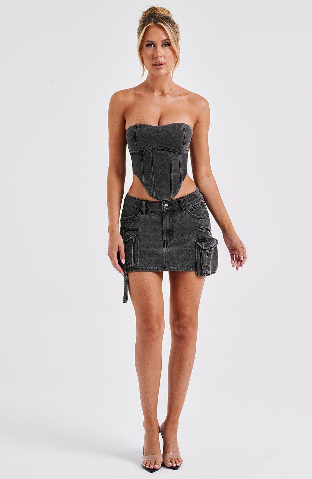 Billie Mini Skirt - Black Wash Product Image