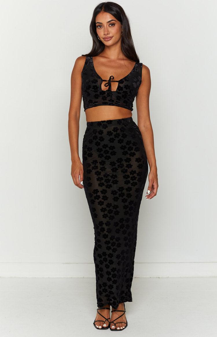Late Night Black Maxi Skirt Product Image