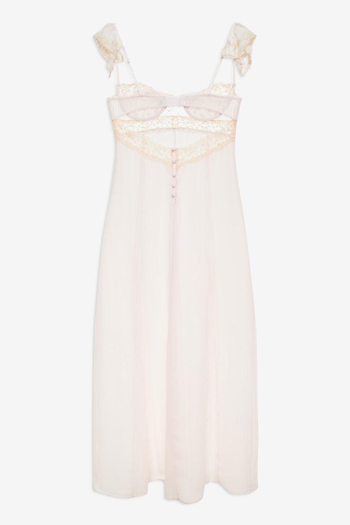 Gilded Lace Maxi Slip Dress — Natural Product Image