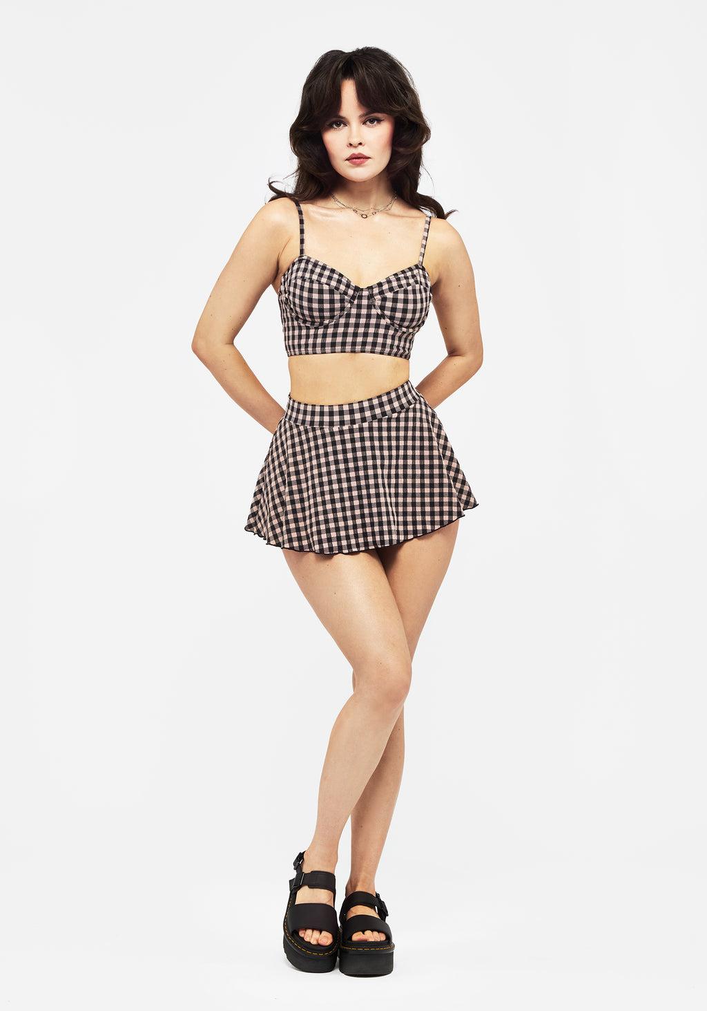 Terra Gingham Swim Skirt - Pink Product Image