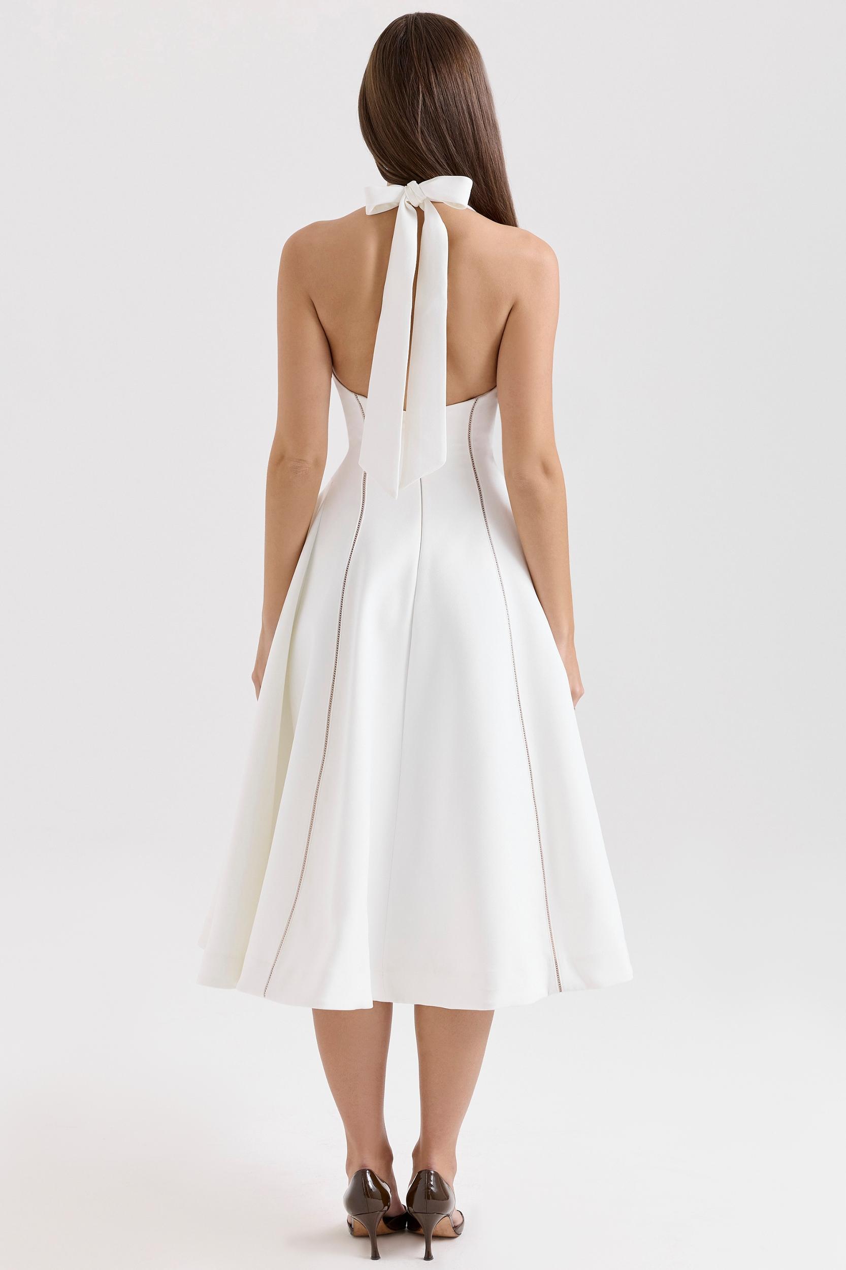 Loulou  ivory halter neck midi dress Product Image