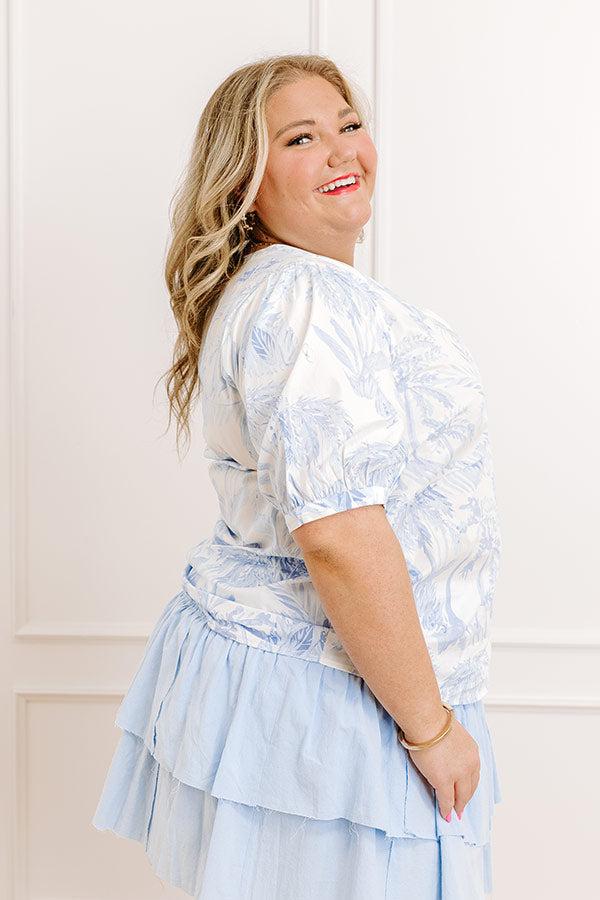 French Riviera Floral Shift Top in Sky Blue Curves Product Image