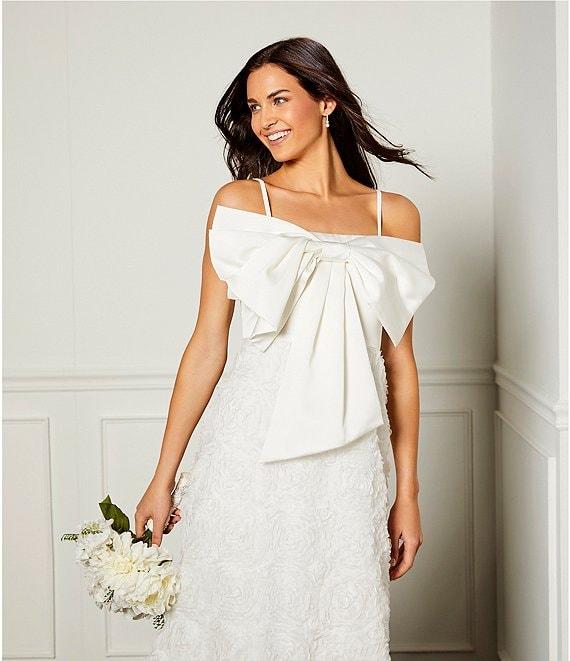 Kensie Matte Satin Square Neck Sleeveless Spaghetti Straps Oversize Bow A-Line Midi Dress Product Image