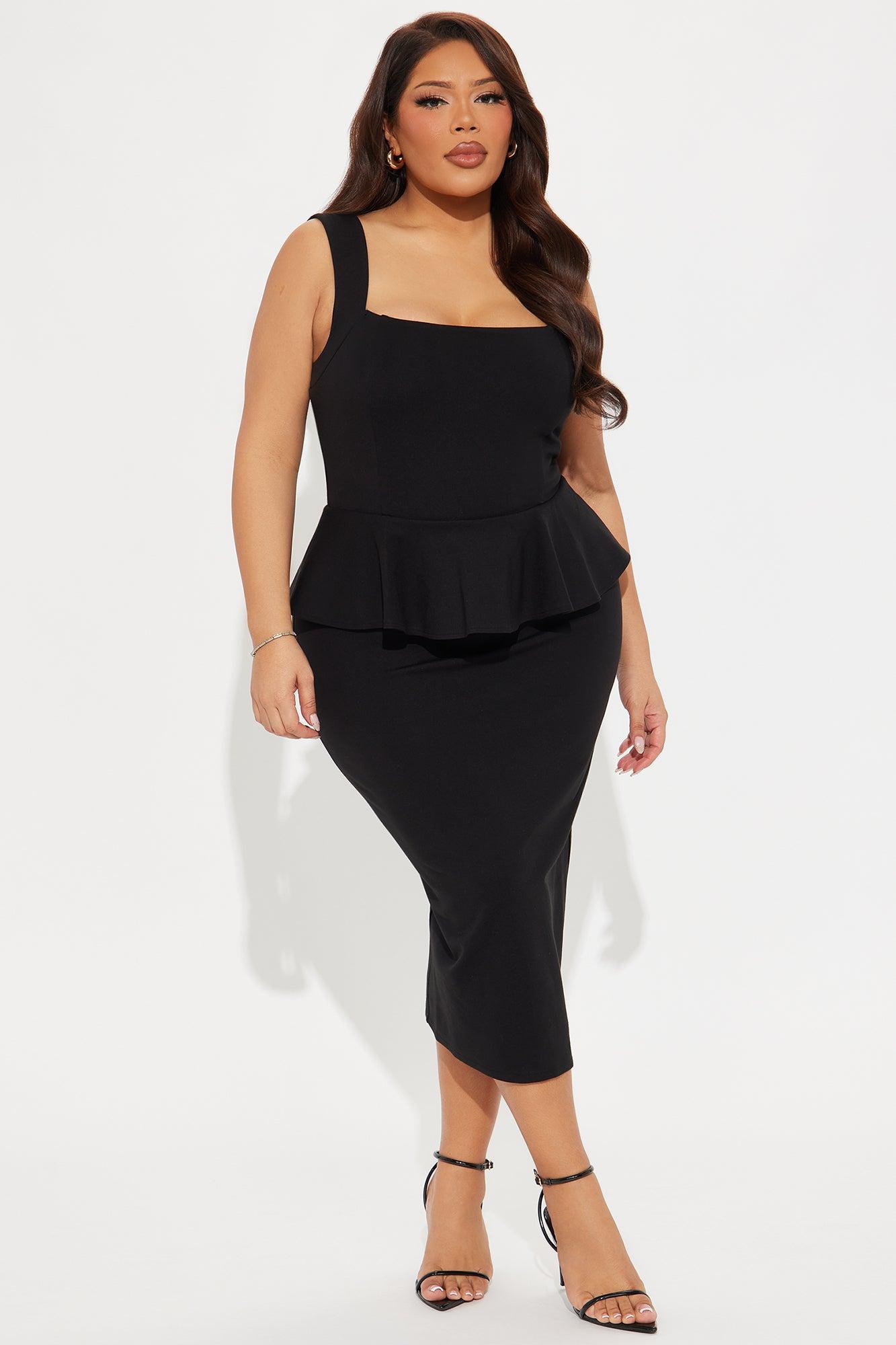 The Jenny Ponte Midi Dress - Black Product Image