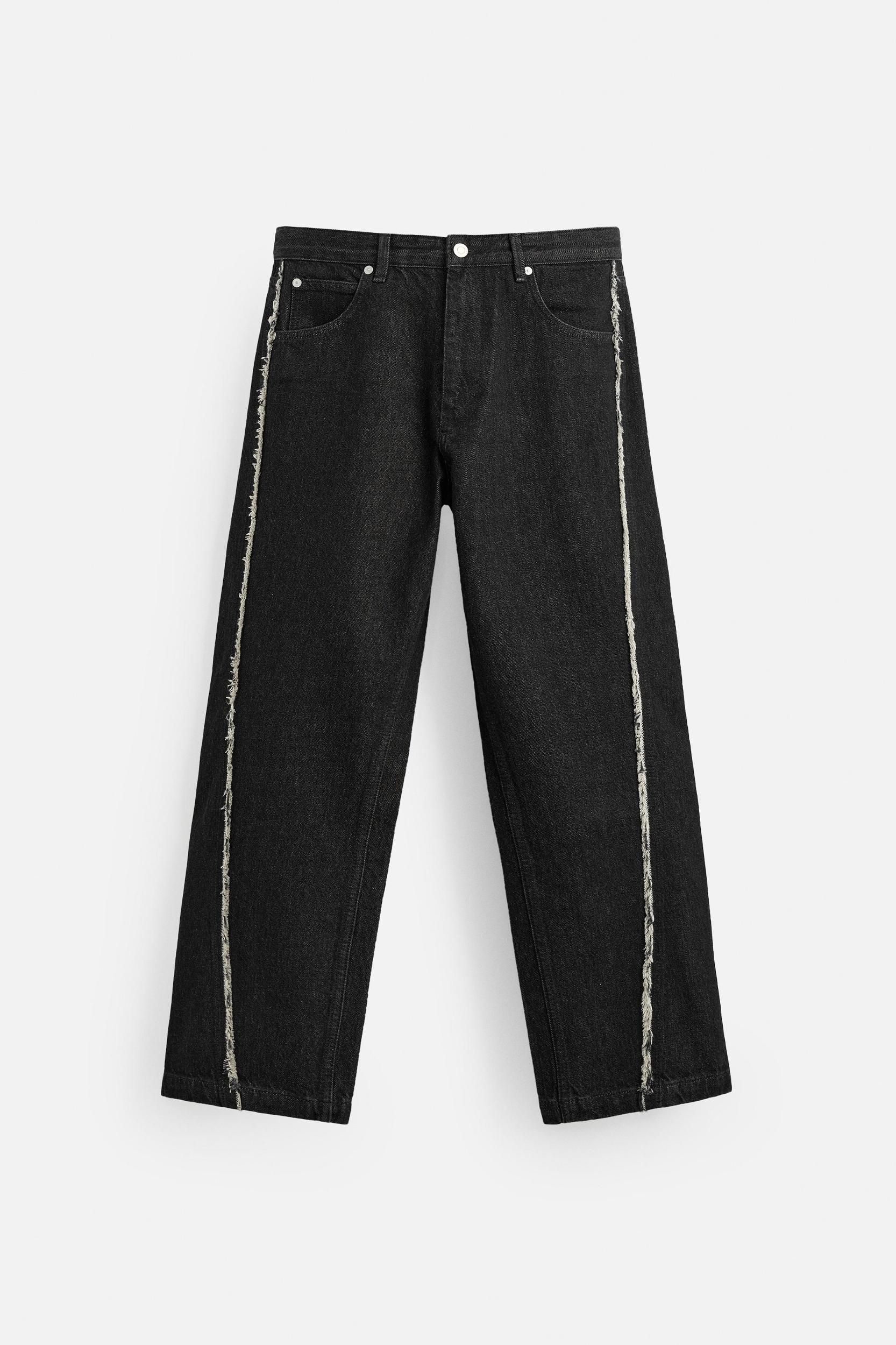 RELAXED FIT FRAYED SEAM JEANS Product Image