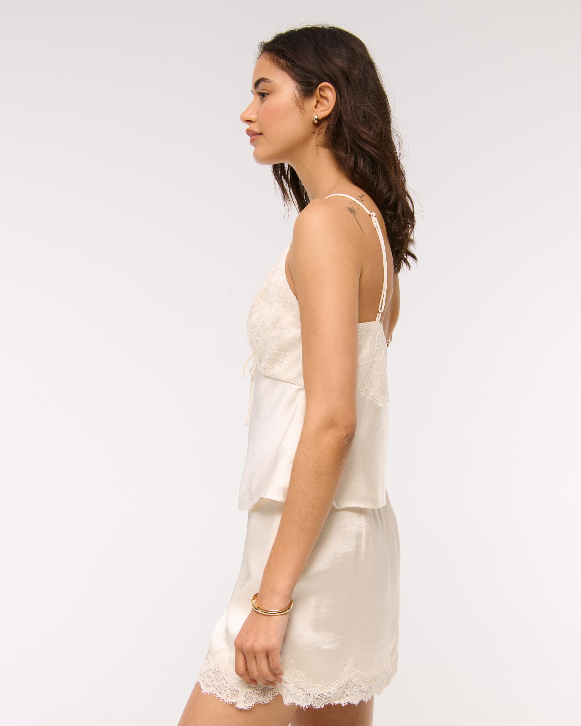 High Rise Lace & Satin Mini Skort Product Image