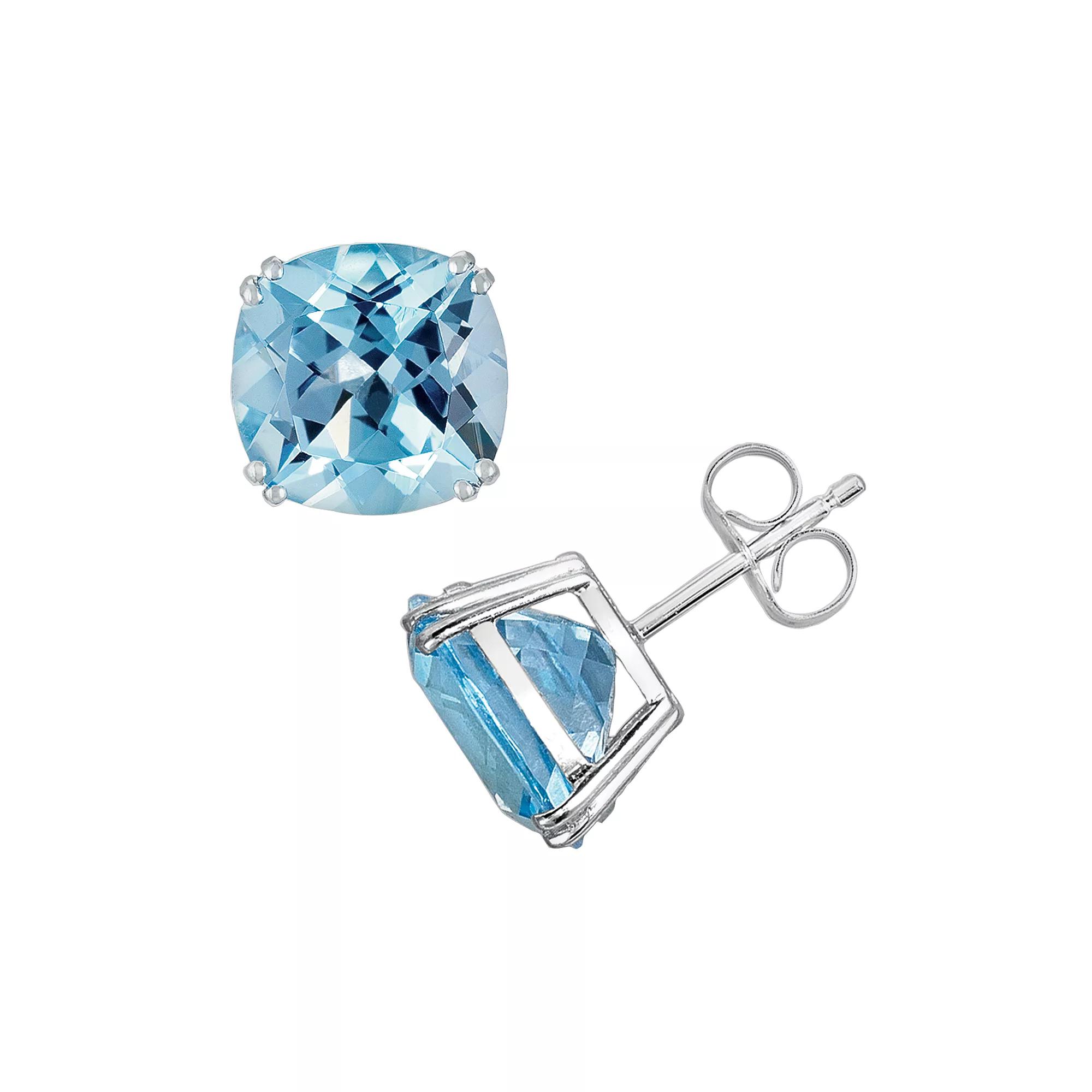 Oro Leoni 14k White Gold Blue Topaz Stud Earrings, Women's Product Image