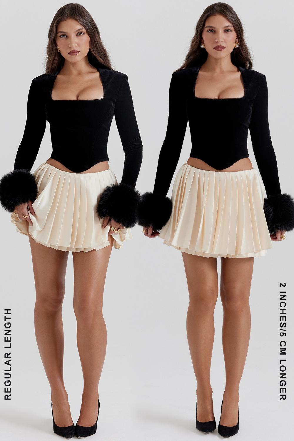 Emira  ivory pleated mini skirt Product Image