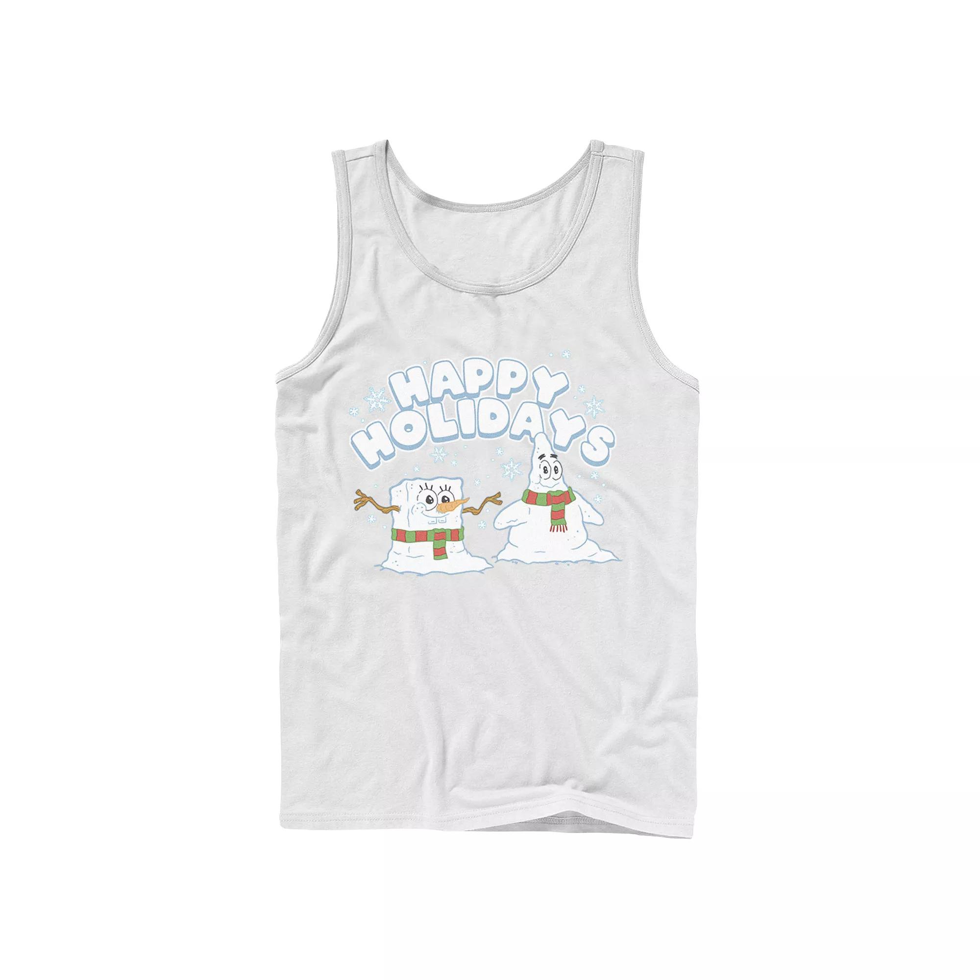 Men's Nickelodeon SpongeBob SquarePants Snowmen Happy Holidays Tank Top,  Product Image