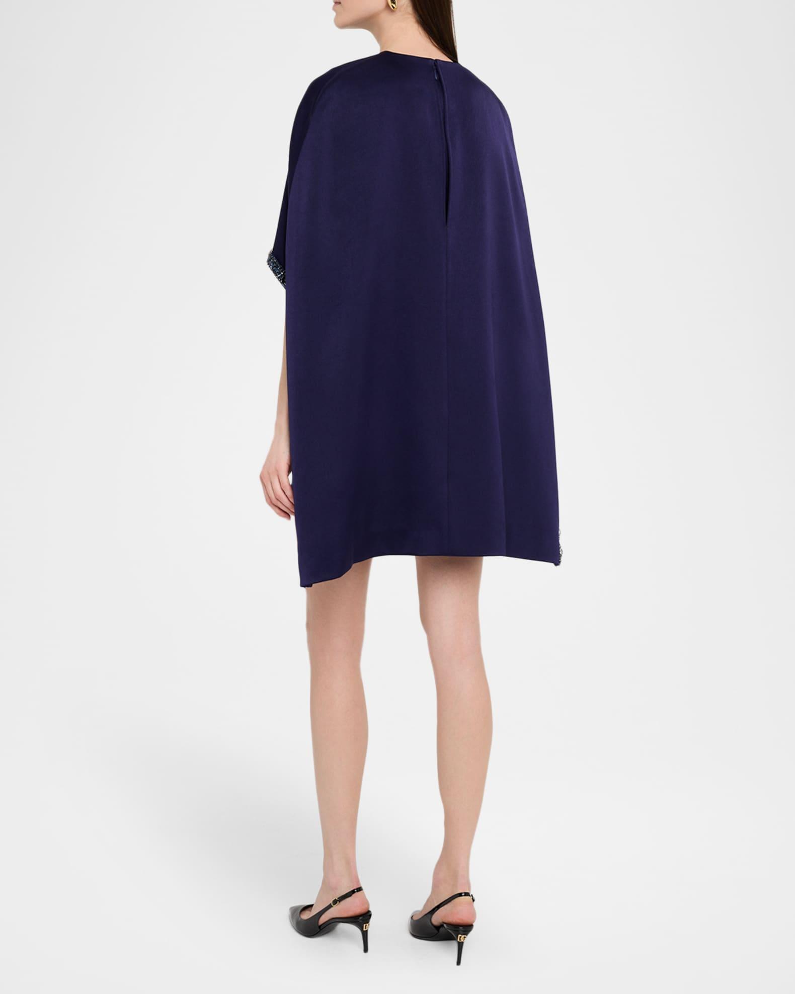 Satin Crepe Embellished Cape Mini Dress Product Image