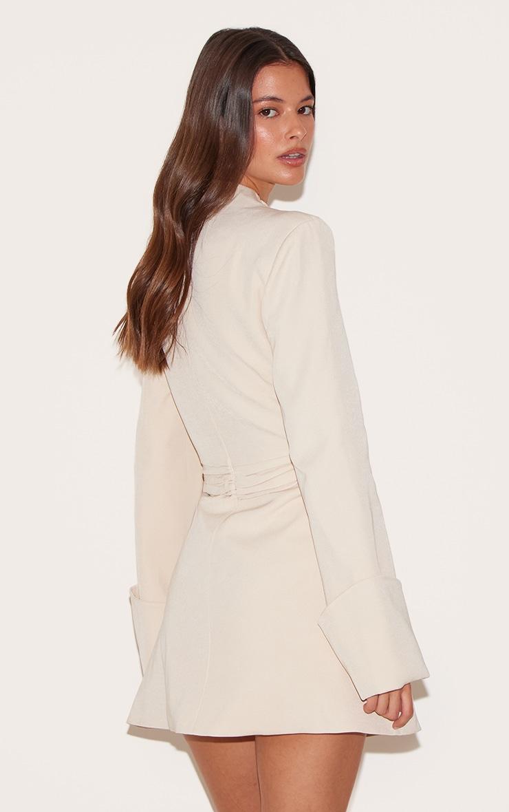  Almond Woven V Neck Mini Dress Product Image