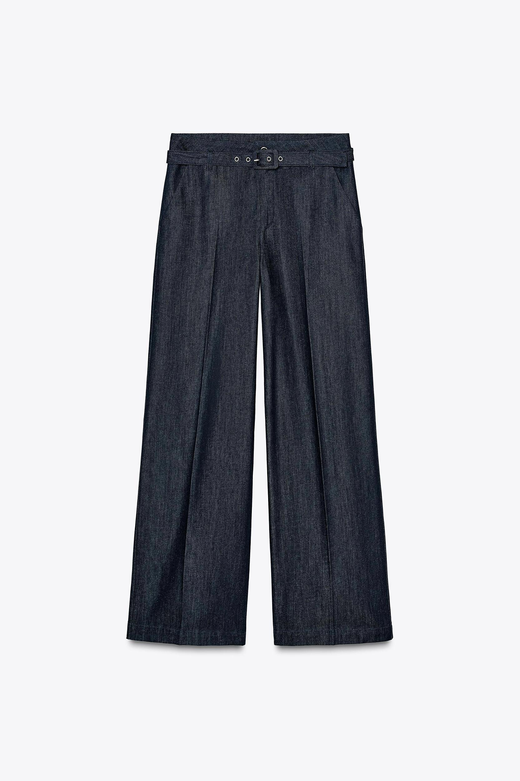 Z1975 WIDE-LEG BELTED DENIM PANTS Product Image
