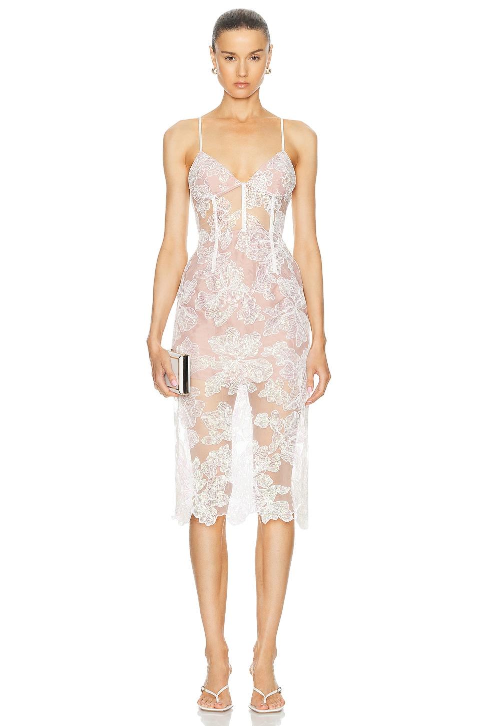 Sequin Floral Embroidered Midi Dress Product Image