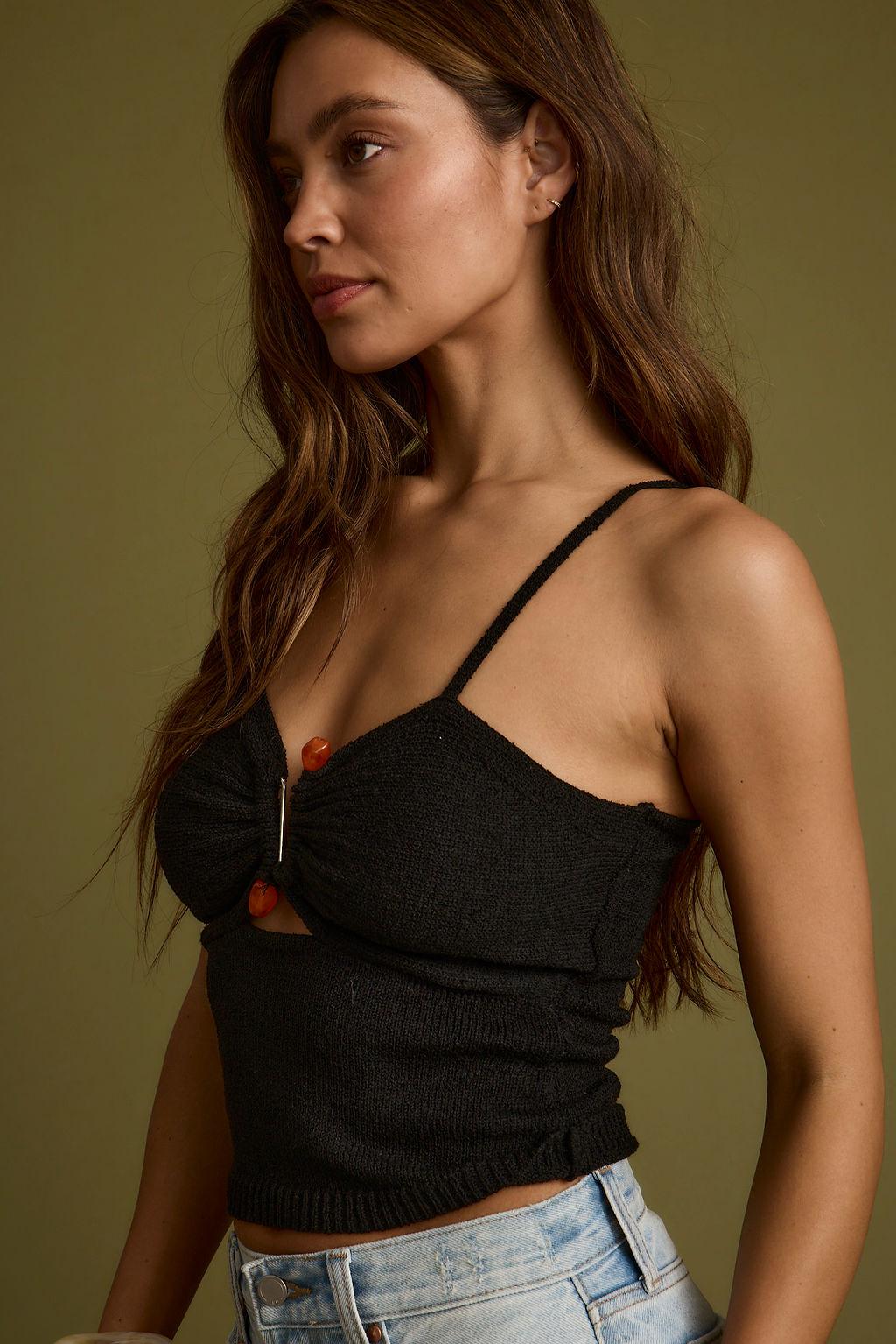 Carmela Black Knit Stone Cami Product Image