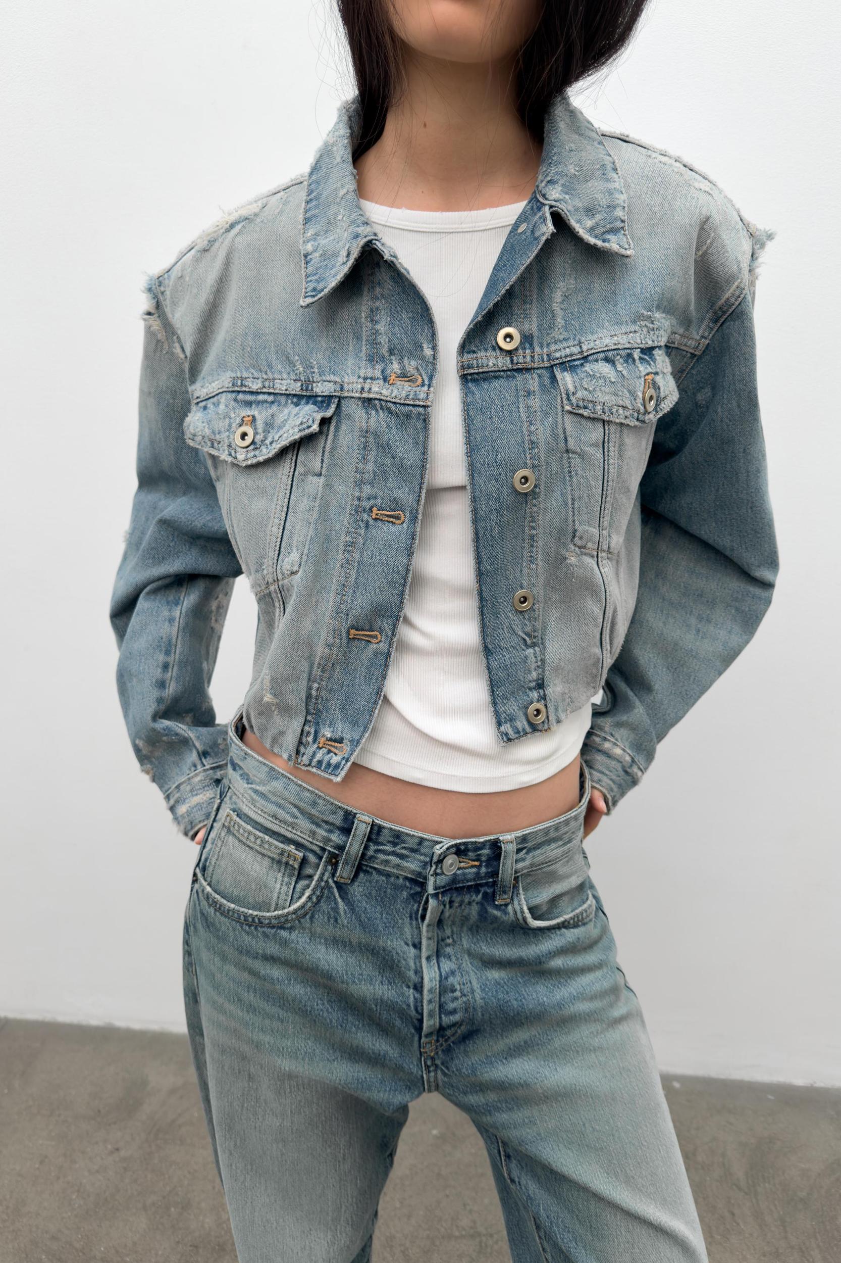 TRF RIPPED DENIM JACKET Product Image