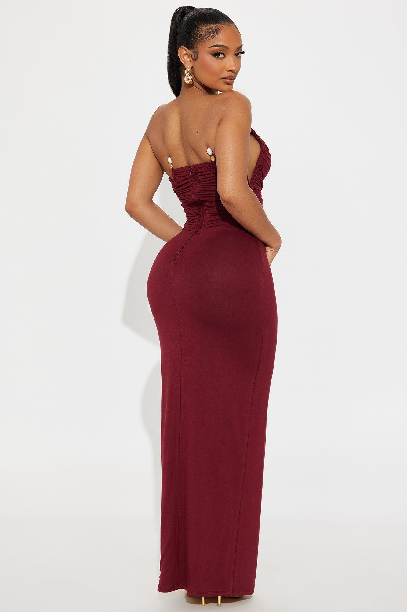 India Strapless Maxi Tube Dress - Burgundy Female Product Image